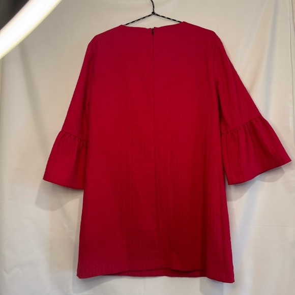 Zara Womens Med Dress Pink Woven Lined 3/4 Bell Sleeve Lined Zipper Back 13535 - Picture 2 of 6